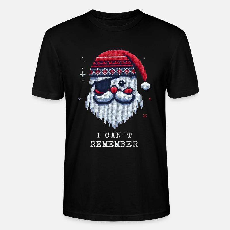Weihnachtsmann mit Augenklappe Strickmuster - Stanley/Stella Unisex Bio-T-Shirt CRAFTER - Schwarz