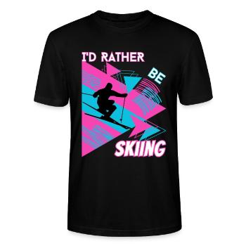 I'd Rather Ski - Ski Winter Sports Skier - Stanley/Stella CRAFTER Unisex Organic T-Shirt - black - Front - Alina (178cm) & Michal (187cm)