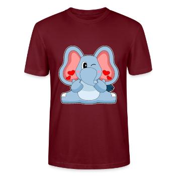 Elefant Herz - Stanley/Stella Unisex Bio-T-Shirt CRAFTER - Burgunderrot - Vorne - Alina (178cm) & Michal (187cm)