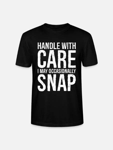 Handle with care funny shirt - Stanley/Stella CRAFTER Unisex Organic T-Shirt - black