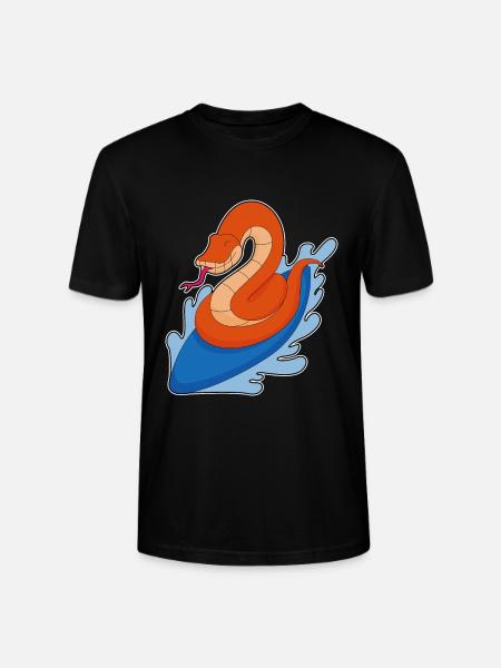 Snake Surfing Surfboard Summer - Stanley/Stella CRAFTER Unisex Organic T-Shirt - black