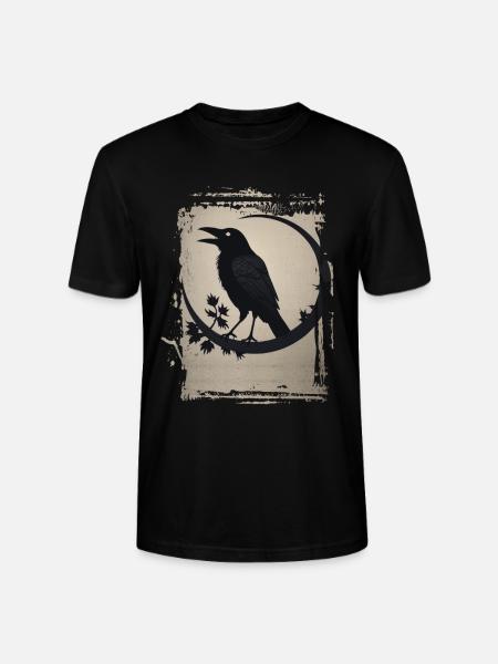 Raven sitting on branch - Stanley/Stella CRAFTER Unisex Organic T-Shirt - black