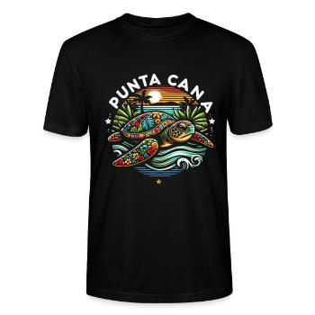 Tortue de Punta Cana - T-shirt bio CRAFTER Stanley Stella Unisexe - noir - Devant - Alina (178cm) & Michal (187cm)