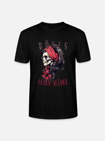 Böses Altes Mädel Bikerin Rosen Schädel Bandana - Stanley/Stella Unisex Bio-T-Shirt CRAFTER - Schwarz