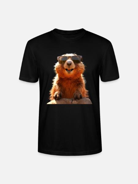 Murmeltier mit Sonnenbrille Nagetier Erdhörnchen - Stanley/Stella Unisex Bio-T-Shirt CRAFTER - Schwarz
