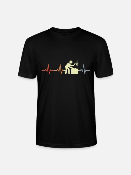 Fleischer Strichmännchen Herzschlag - Stanley/Stella Unisex Bio-T-Shirt CRAFTER - Schwarz