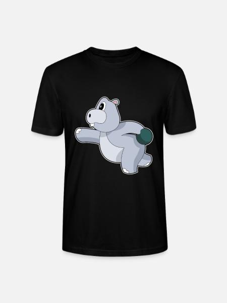 Hippo Bowling Bowling Ball - Stanley/Stella CRAFTER Unisex Organic T-Shirt - black