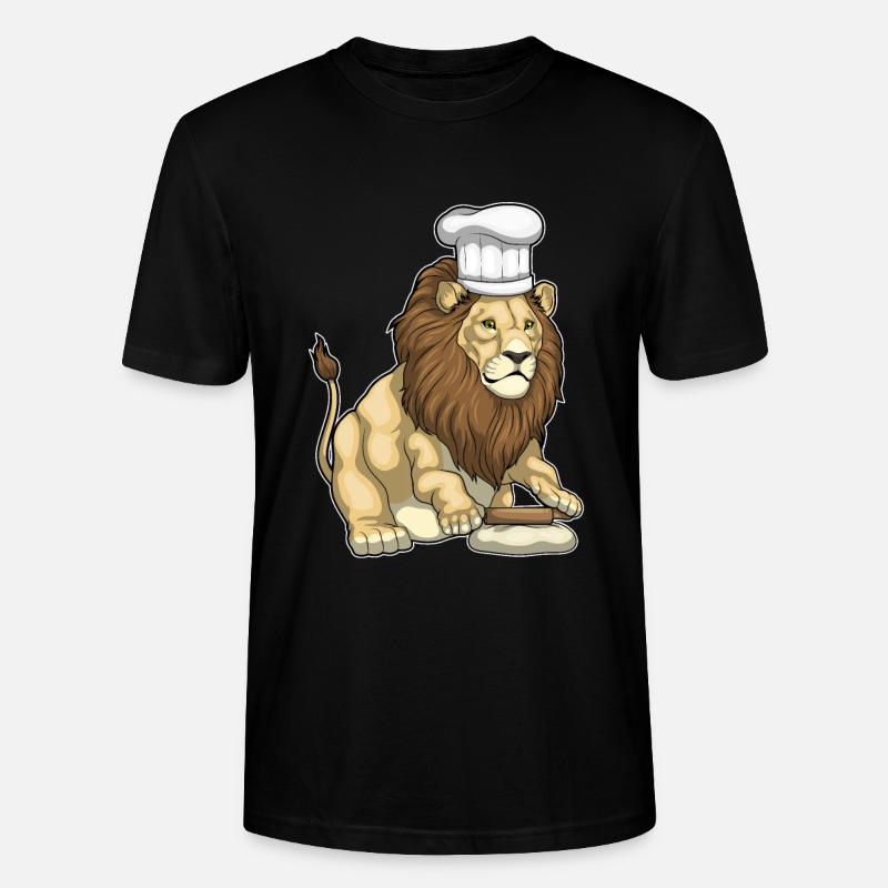 Löwe Bäcker Nudelholz Backen - Stanley/Stella Unisex Bio-T-Shirt CRAFTER - Schwarz