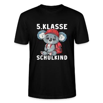 5 Klasse Koalabär Koala Koalabären Fünftklässler - Stanley/Stella Unisex Bio-T-Shirt CRAFTER - Schwarz - Vorne - Alina (178cm) & Michal (187cm)