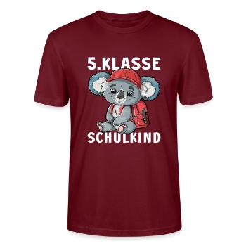 5 Klasse Koalabär Koala Koalabären Fünftklässler - Stanley/Stella Unisex Bio-T-Shirt CRAFTER - Burgunderrot - Vorne - Alina (178cm) & Michal (187cm)