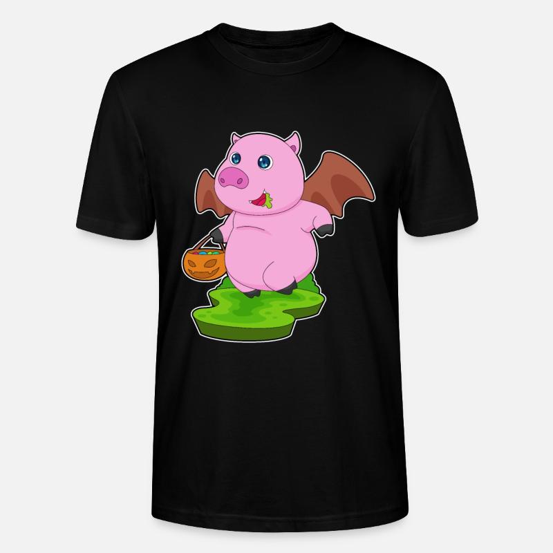 Cochon Halloween Bat - T-shirt bio CRAFTER Stanley Stella Unisexe - noir