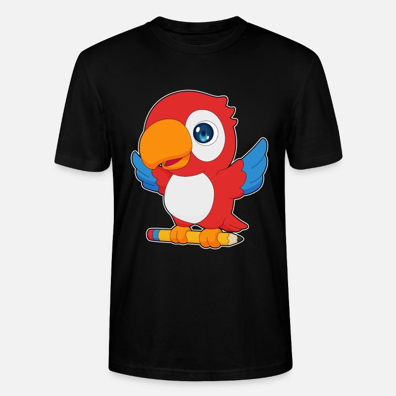 Papagei Schüler Bleistift Schule - Stanley/Stella Unisex Bio-T-Shirt CRAFTER - Schwarz
