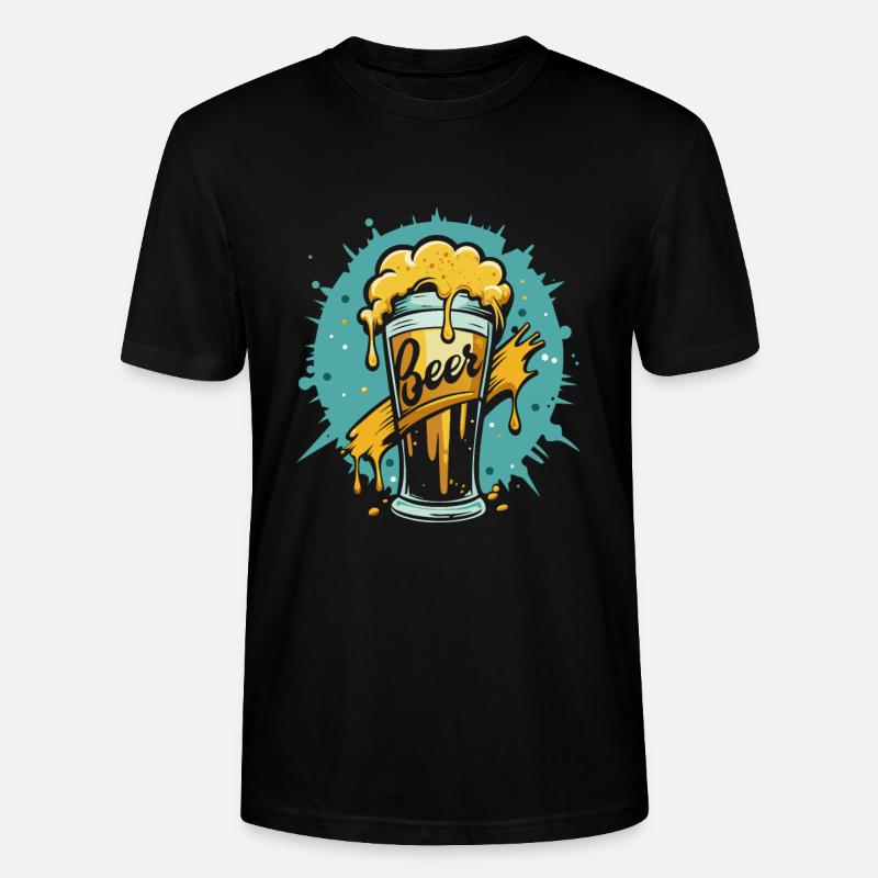 Graphique d’éclaboussures de bière mousseuse - T-shirt bio CRAFTER Stanley Stella Unisexe - noir