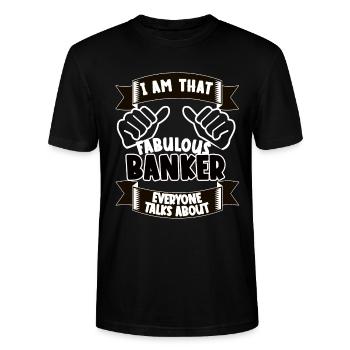 Banker Lustiger Spruch Geschenkidee - Stanley/Stella Unisex Bio-T-Shirt CRAFTER - Schwarz - Vorne - Alina (178cm) & Michal (187cm)