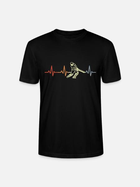Retro Cricket Heart Line - Stanley/Stella CRAFTER Unisex Organic T-Shirt - black