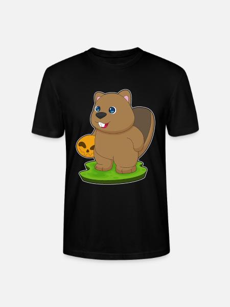Beaver Halloween Pumpkin - Stanley/Stella CRAFTER Unisex Organic T-Shirt - black