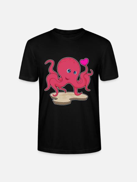 Krake Herz - Stanley/Stella Unisex Bio-T-Shirt CRAFTER - Schwarz