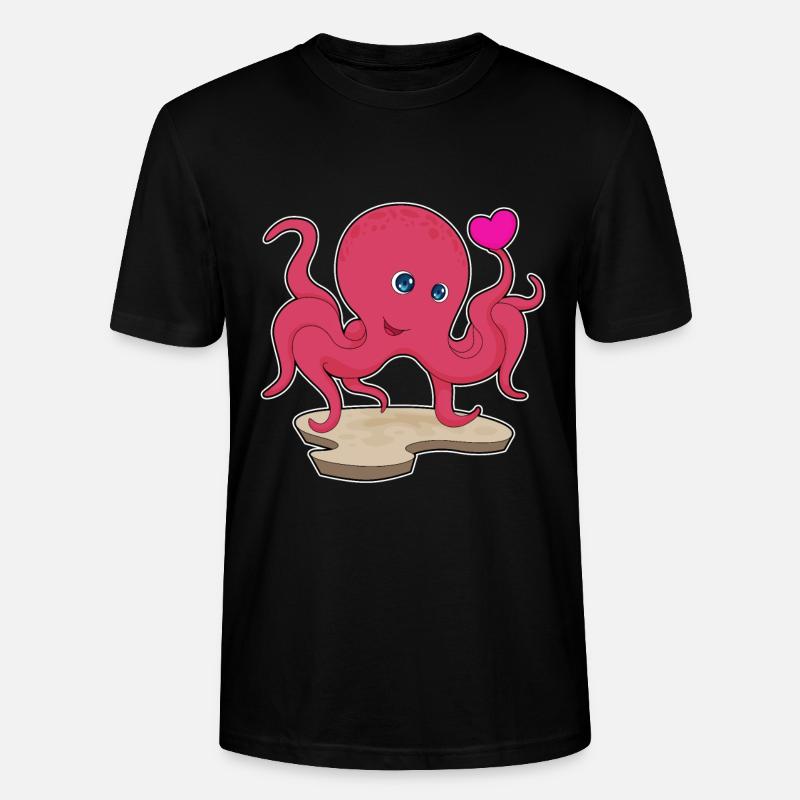 Krake Herz - Stanley/Stella Unisex Bio-T-Shirt CRAFTER - Schwarz