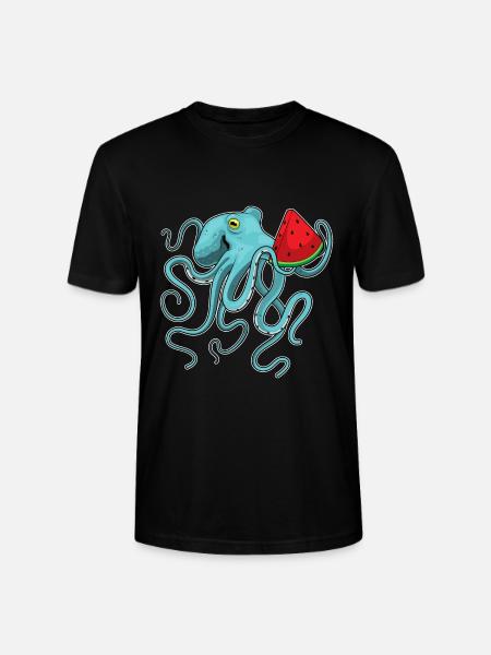 Octopus Watermelon - Stanley/Stella CRAFTER Unisex Organic T-Shirt - black