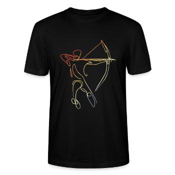 Vintage Bogenschütze - Stanley/Stella Unisex Bio-T-Shirt CRAFTER - Schwarz - Vorne - Alina (178cm) & Michal (187cm)
