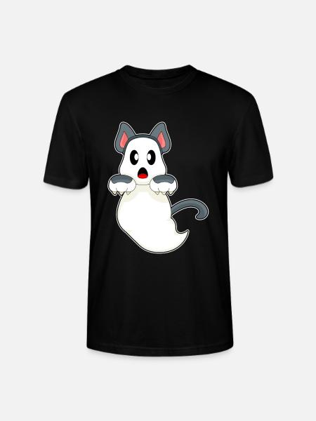 Cat Halloween Ghost - Stanley/Stella CRAFTER Unisex Organic T-Shirt - black