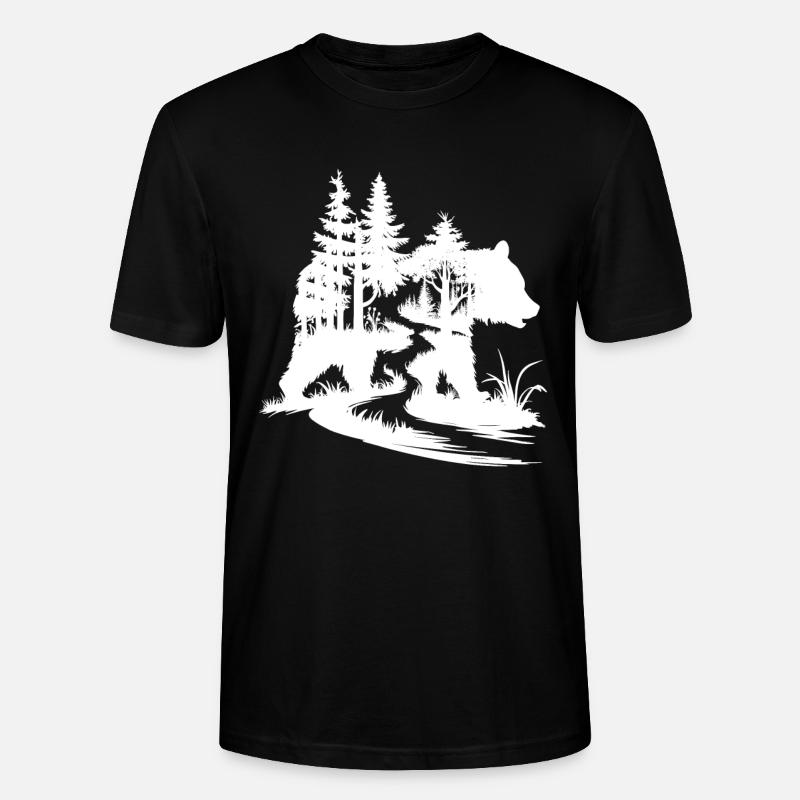 Bären Silhouette Wald Kunst - Stanley/Stella Unisex Bio-T-Shirt CRAFTER - Schwarz