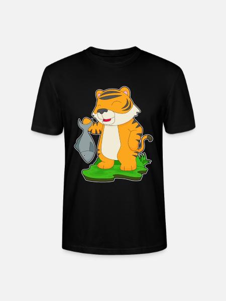 Tiger Angler Fish Fishing - Stanley/Stella CRAFTER Unisex Organic T-Shirt - black