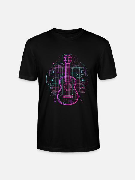Ukulele Sketch Retro - Stanley/Stella CRAFTER Unisex Organic T-Shirt - black