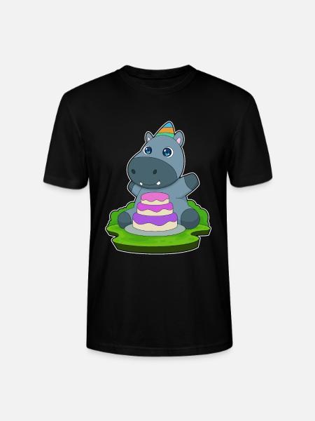 Gâteau d’anniversaire hippopotame - T-shirt bio CRAFTER Stanley Stella Unisexe - noir