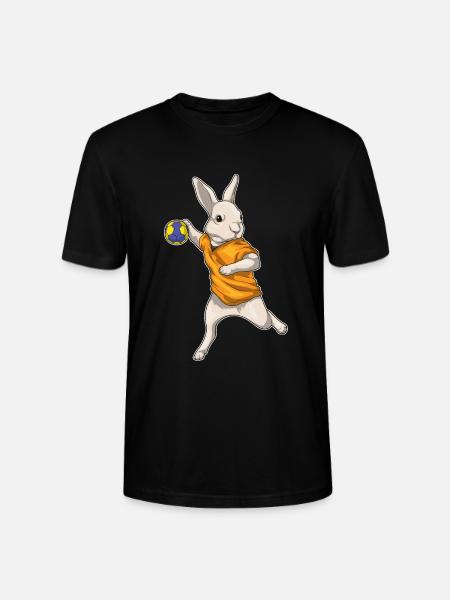 Rabbit Handball Player Handball - Stanley/Stella CRAFTER Unisex Organic T-Shirt - black