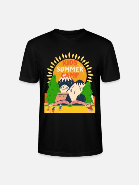 Kids Summer Camp Sunrise - Stanley/Stella CRAFTER Unisex Organic T-Shirt - black