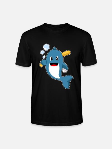Dolphin Baseball Baseball Bat - Stanley/Stella CRAFTER Unisex Organic T-Shirt - black