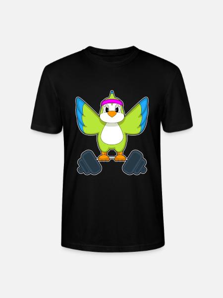 Parrot Bodybuilder Barbell Bodybuilding - Stanley/Stella CRAFTER Unisex Organic T-Shirt - black