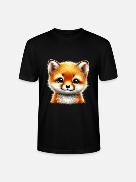 Fox Cute Fox Cub Design - Stanley/Stella CRAFTER Unisex Organic T-Shirt - black