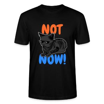 Lustige Katze - Stanley/Stella Unisex Bio-T-Shirt CRAFTER - Schwarz - Vorne - Alina (178cm) & Michal (187cm)