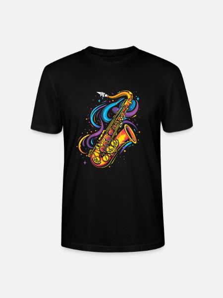 Saxophone Cartoon Look - Stanley/Stella CRAFTER Unisex Organic T-Shirt - black
