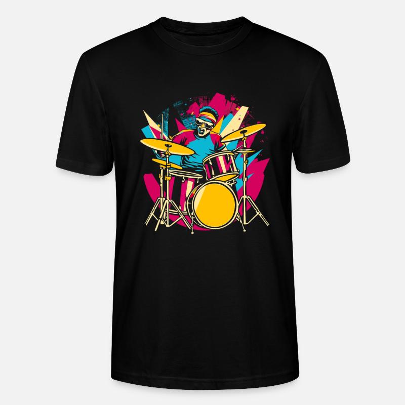 Batteur Synthwave - T-shirt bio CRAFTER Stanley Stella Unisexe - noir