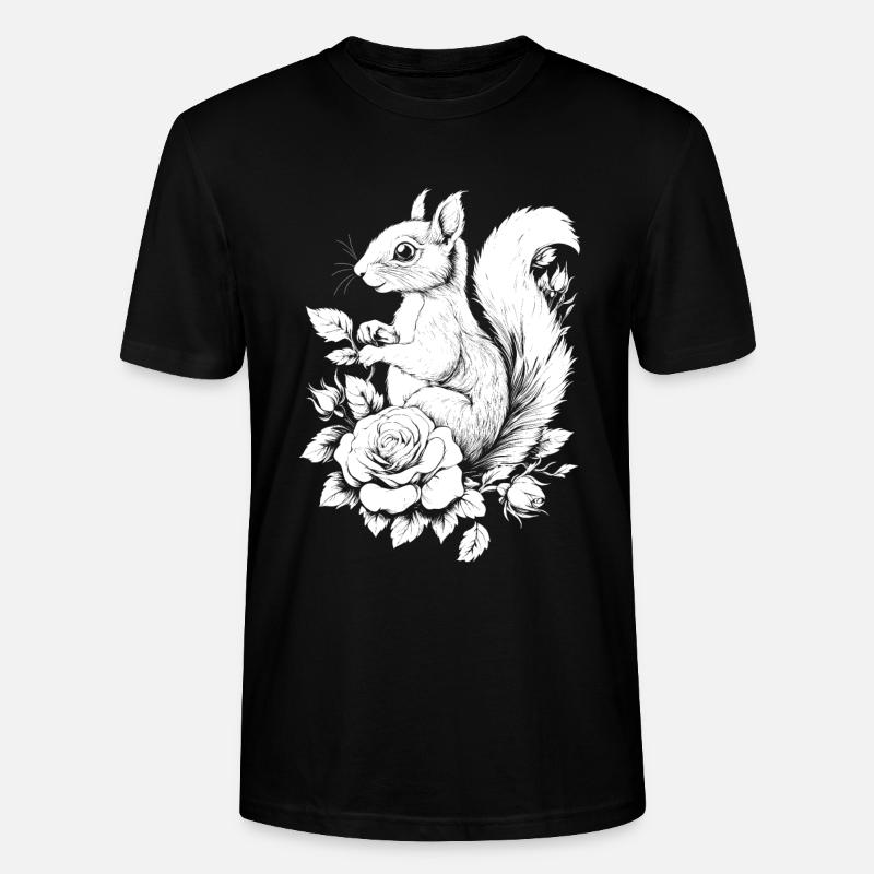 Eichhörnchen Blumen Rose Ästhetik Hörnchen - Stanley/Stella Unisex Bio-T-Shirt CRAFTER - Schwarz