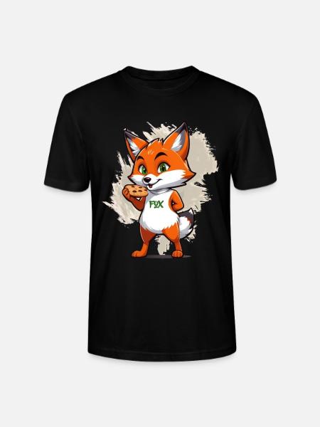 Fox with biscuits - Stanley/Stella CRAFTER Unisex Organic T-Shirt - black