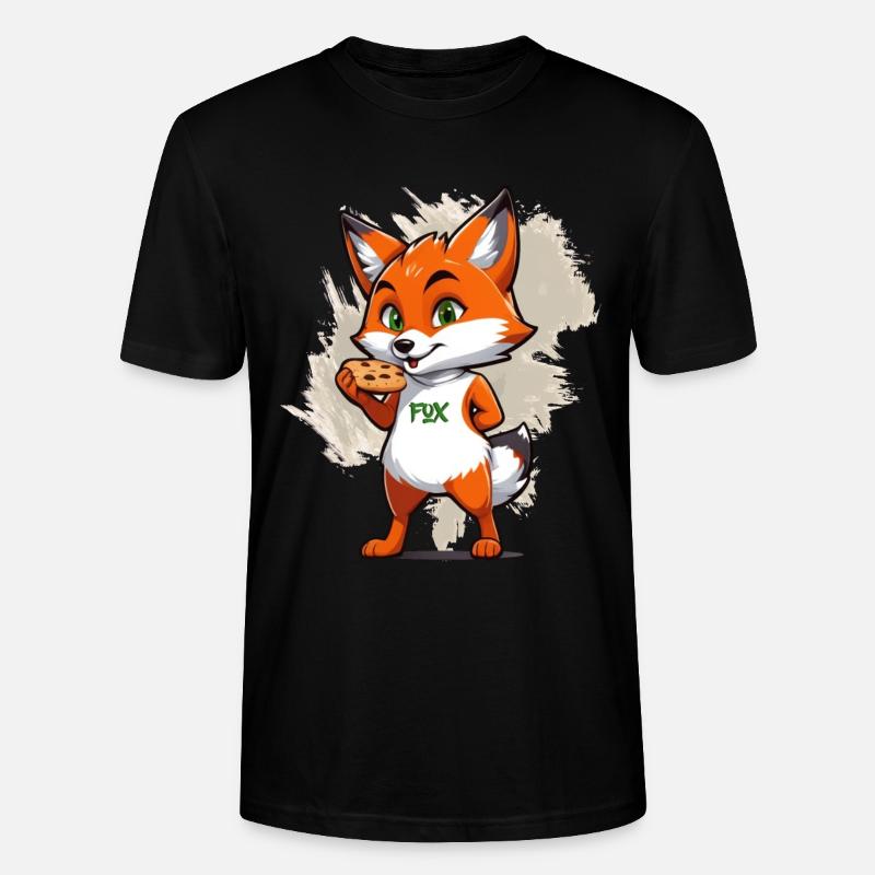 Fox with biscuits - Stanley/Stella CRAFTER Unisex Organic T-Shirt - black