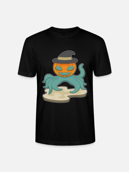 Octopus Halloween Pumpkin - Stanley/Stella CRAFTER Unisex Organic T-Shirt - black