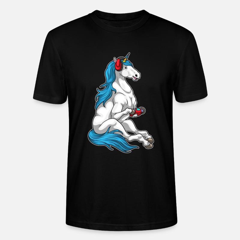 Einhorn Gamer Controller - Stanley/Stella Unisex Bio-T-Shirt CRAFTER - Schwarz
