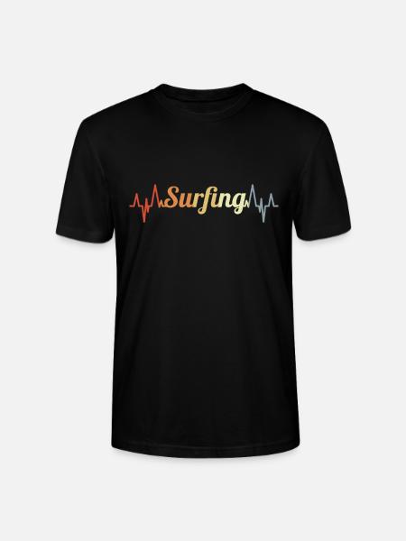 Surfing cardiogram - Stanley/Stella CRAFTER Unisex Organic T-Shirt - black