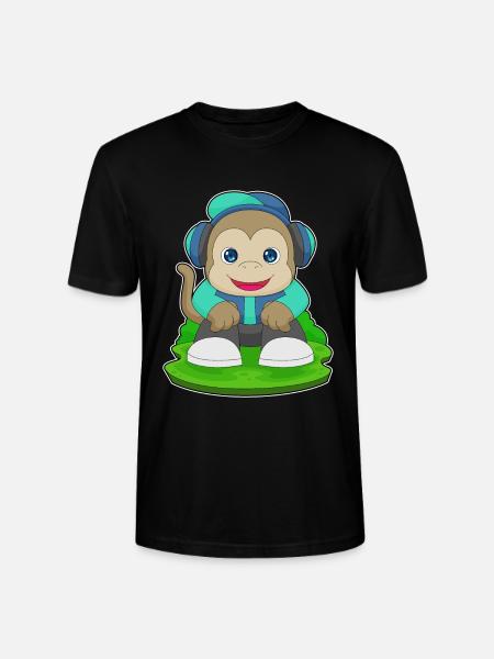 Affe Kopfhörer Musik - Stanley/Stella Unisex Bio-T-Shirt CRAFTER - Schwarz
