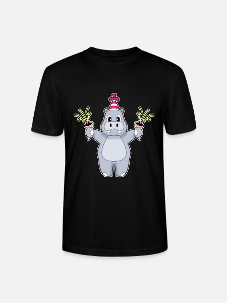 Hippopotamus Birthday Confetti - Stanley/Stella CRAFTER Unisex Organic T-Shirt - black