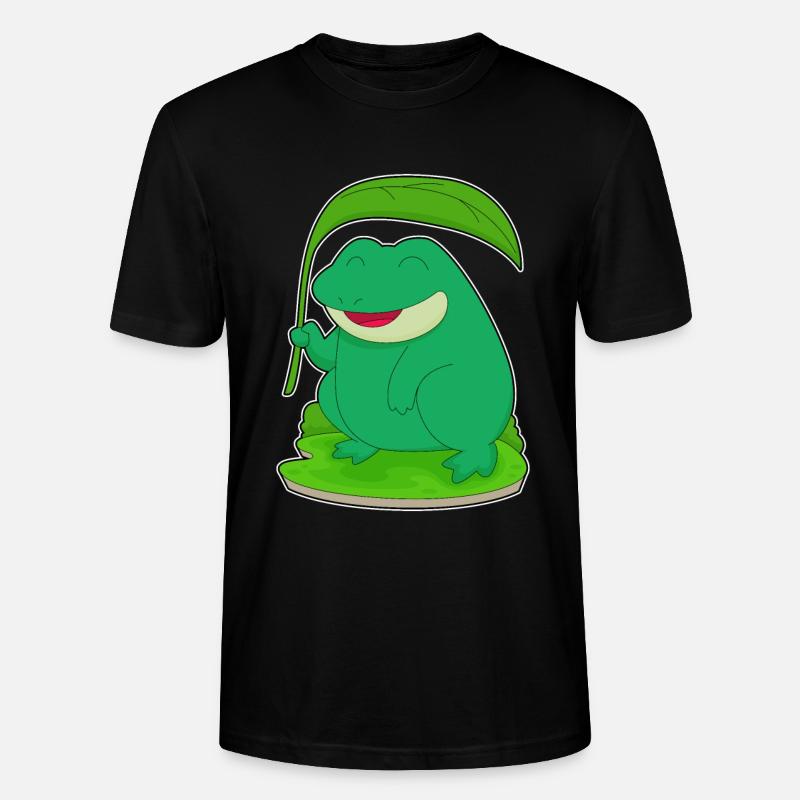 Grenouille avec une feuille comme parasol - T-shirt bio CRAFTER Stanley Stella Unisexe - noir