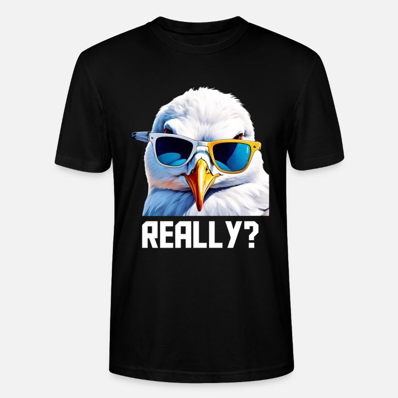 Really - Möwe mit Sonnebrille - Stanley/Stella Unisex Bio-T-Shirt CRAFTER - Schwarz