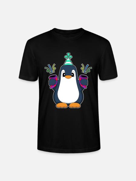 Penguin Birthday Confetti - Stanley/Stella CRAFTER Unisex Organic T-Shirt - black