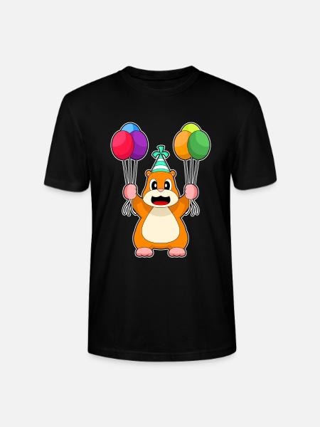 Hamster Birthday Balloon - Stanley/Stella CRAFTER Unisex Organic T-Shirt - black