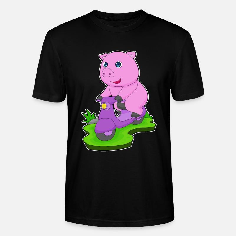 Schwein Motorroller - Stanley/Stella Unisex Bio-T-Shirt CRAFTER - Schwarz
